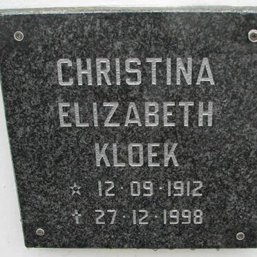 KLOEK Christina Elizabeth 1912-1998