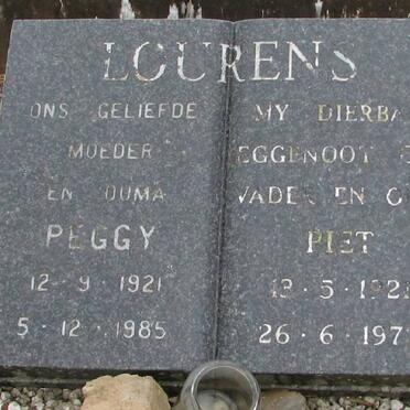 LOURENS Piet 1921-1977 &amp; Peggy 1921-1985