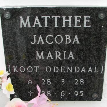 MATTHEE Jacoba Maria nee KOOT ODENDAAL 1928-1995