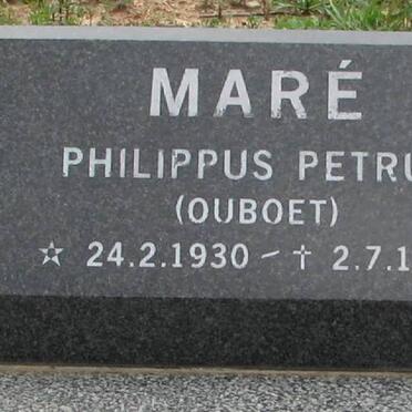 MARE Philippus Petrus 1930-1998
