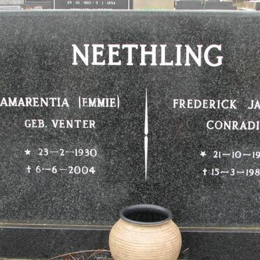 NEETHLING Frederick Jacobus Conradie 1927-1986 &amp; Amarentia VENTER 1930-2004