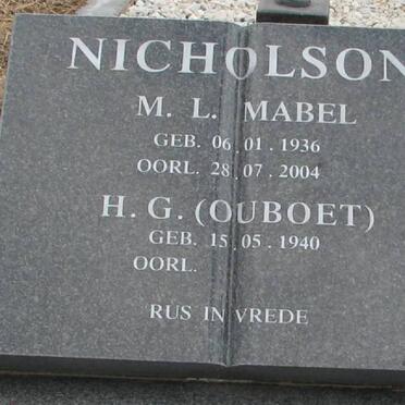 NICHOLSON H.G. 1940- &amp; M.L.1936-2004