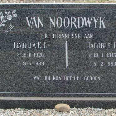 NOORDWYK Jacobus P., van 1915-1993 &amp; Isabella E.C. 1920-1989