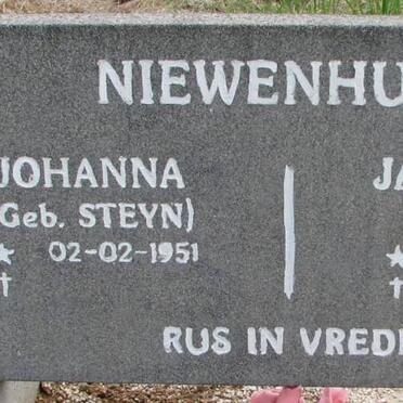 NIEWENHUYS Jan Alwyn 1940-1996 &amp; Johanna STEYN 1951-