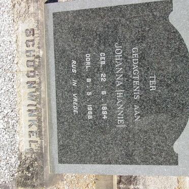 SCHOONWINKEL Johanna 1894-1968