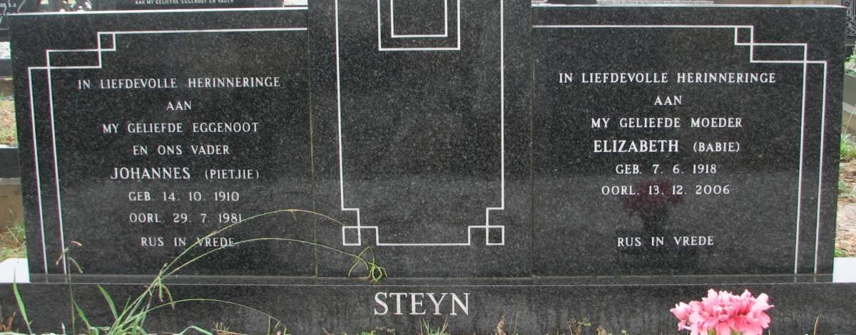 STEYN Johannes 1910-1981 &amp; Elizabeth 1918-2006