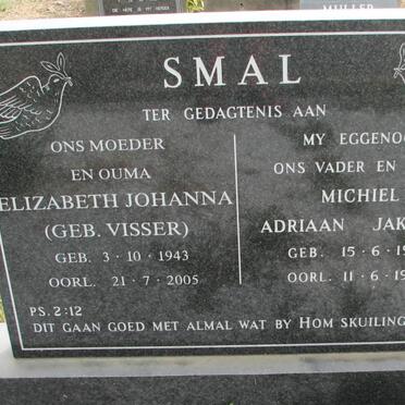 SMAL Adriaan Jakobus 1939-1994 &amp; Elizabeth Johanna VISSER 1943-2005