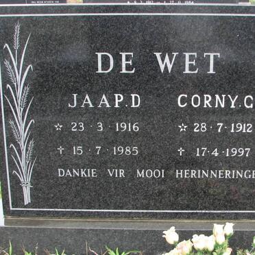 WET Jaap. D., de 1916-1985 &amp; Corny G. 1912-1997
