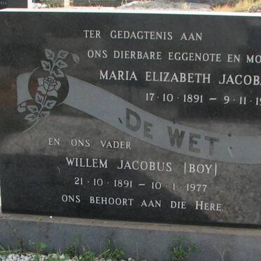WET Willem Jacobus, de 1891-1977 &amp; Maria Elizabeth Jacoba 1891-1974