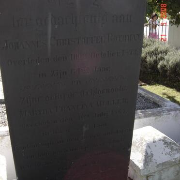 ROTHMAN Johannes Christoffel -1873 &amp; Martha Francina MULLER -1867