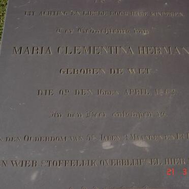 HERMAN Maria Clementina nee DE WET -1862