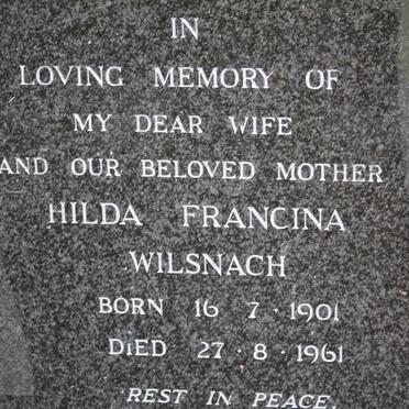 WILSNACH Hilda Francina 1901-1961