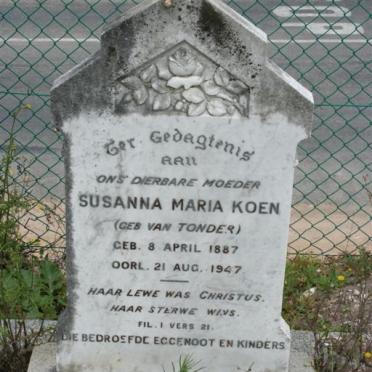 KOEN Susanna Maria nee VAN TONDER 1887-1947