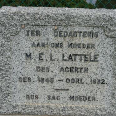 LATTELE M.E.L. nee AGERTH 1845-1932