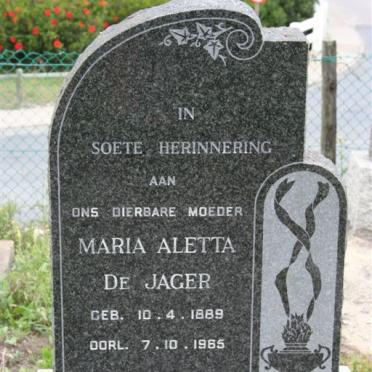 JAGER Maria Aletta de 1889-1965