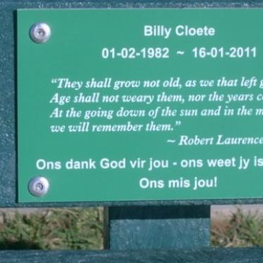 CLOETE Billy 1982-2011