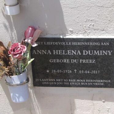 DUMINY Anna Helena nee DU PREEZ 1926-2017