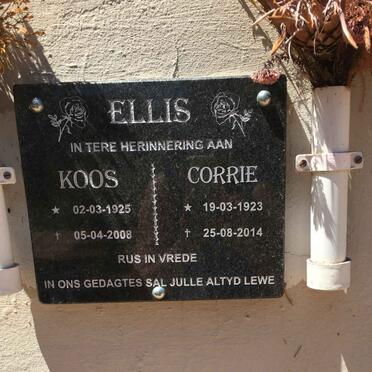 ELLIS Koos 1925-2008 &amp; Corrie 1923-2014