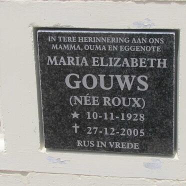 GOUWS Maria Elizabeth nee ROUX 1928-2005