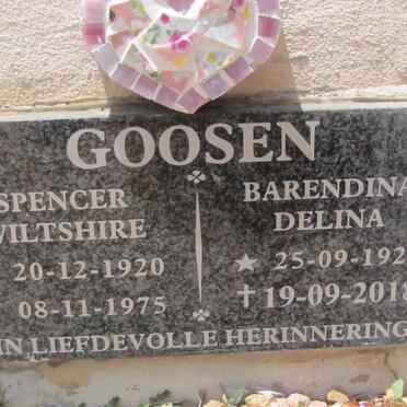 GOOSEN Spencer Wiltshire 1920-1975 &amp; Barendina Delina 1927-2018