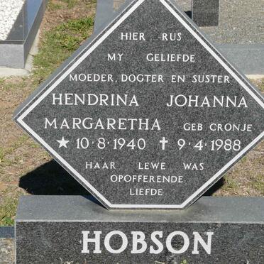 HOBSON Hendrina Johanna Margaretha neé CRONJE 1940-1988