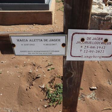 JAGER Jacobus Lodewicus, de 1942-2022 & Maria Aletta 1942-2017