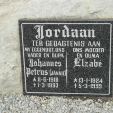 JORDAAN Johannes Petrus 1918-1993 &amp; Elzabé 1924-1999