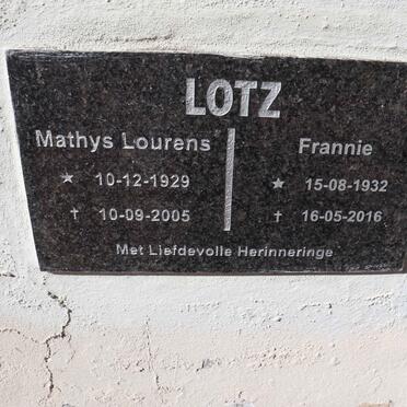 LOTZ Mathys Lourens 1929-2005 & Frannie 1932-2016