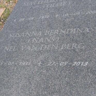 OLIVIER Mattheus Johannes 1930-2008 &amp; Susanna Berndina VAN DEN BERG 1931-2013