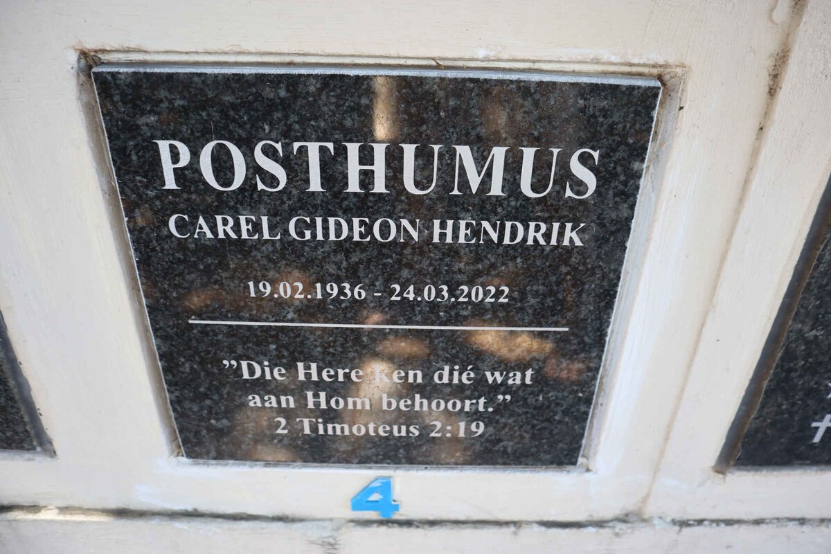 POSTHUMUS Carel Gideon Hendrik 1936-2022