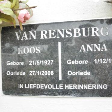 RENSBURG Koos, van 1927-2008 &amp; Anna 1931-