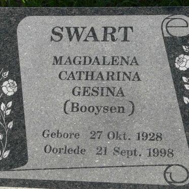 SWART Magdalena Catharina Gesina neé BOOYSEN 1928-1998