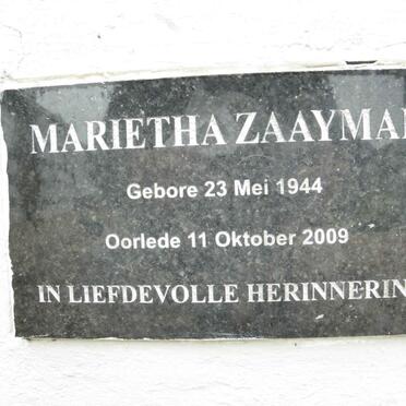 ZAAYMAN Marietha 1944-2009