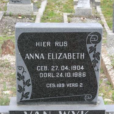 WYK Anna Elizabeth, van 1904-1986