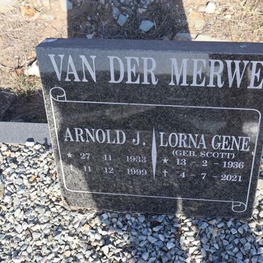 MERWE Arnold J., van der 1933-1999 & Lorna Gene SCOTT 1936-2021