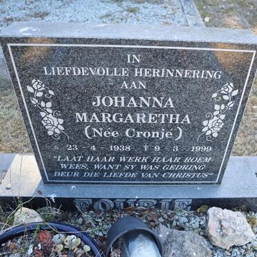 FOURIE Johanna Margaretha nee CRONJÉ 1938-1999