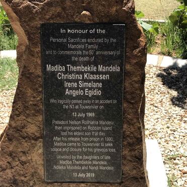 MANDELA Madiba Thembekile -1969 :: KLAASSEN Christina -1969 :: SIMELANE Irene -1969 :: EGIDIO Angelo -1969