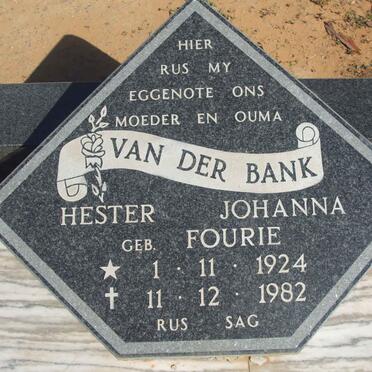 BANK Hester Johanna nee FOURIE 1924-1982