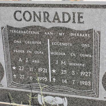 CONRADIE A.J. 1921-1995 &amp; J.M. 1927-1985