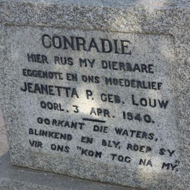 CONRADIE Jeanetta P. nee LOUW -1940