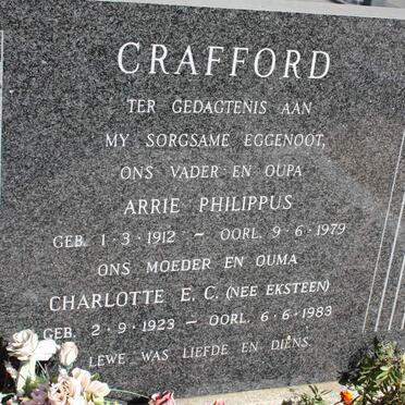 CRAFFORD Arrie Philippus 1912-1979 &amp; Charlotte E.C. EKSTEEN 1923-1983