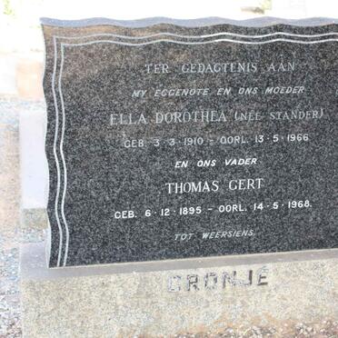CRONJE Thomas Gert 1895-1968 &amp; Ella Dorothea STANDER 1910-1966