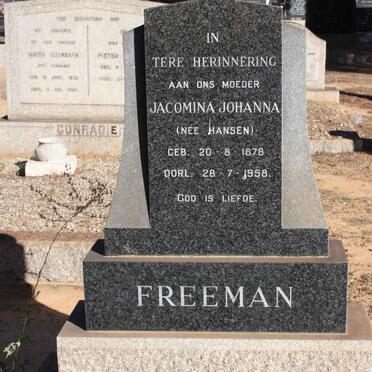 FREEMAN Jacomina Johanna nee HANSEN 1878-1958