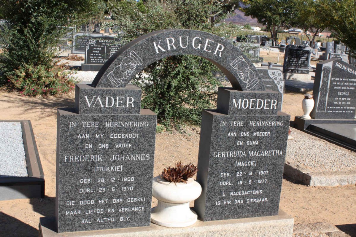 KRUGER Frederik Johannes 1900-1970 &amp; Gertruida Magaretha 1907-1977