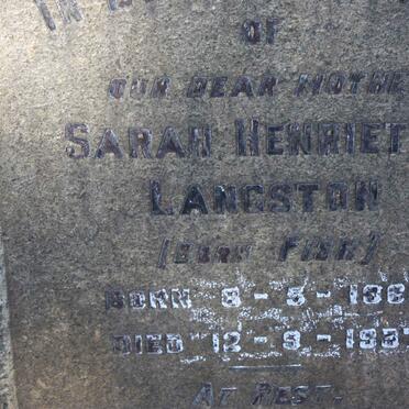 LANGSTON Sarah Henrietta nee FISH 1868-1937