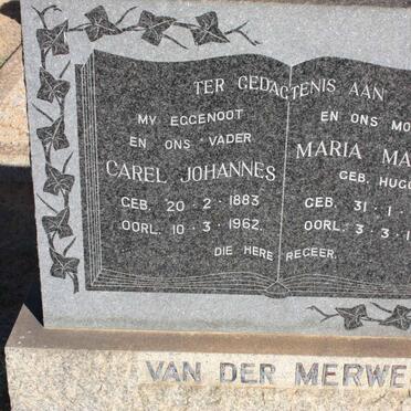 MERWE Carel Johannes, van der 1883-1962 &amp; Maria Martha HUGO 1888-1970