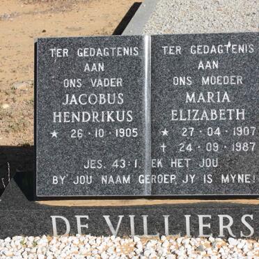 VILLIERS Jacobus Hendrikus, de 1905- &amp; Maria Elizabeth 1907-1987