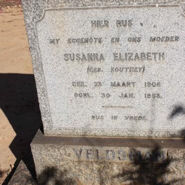VELDSMAN Susanna Elizabeth nee SOUTHEY 1906-1958