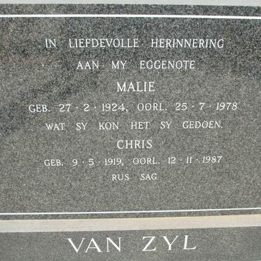 ZYL Chris, van 1919-1987 &amp; Malie 1924-1978
