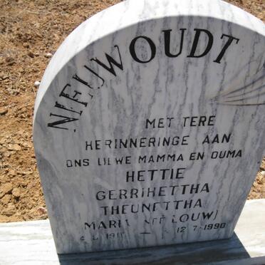 NIEUWOUDT Gerrihettha Theunettha Maria nee LOUW 1910-1990